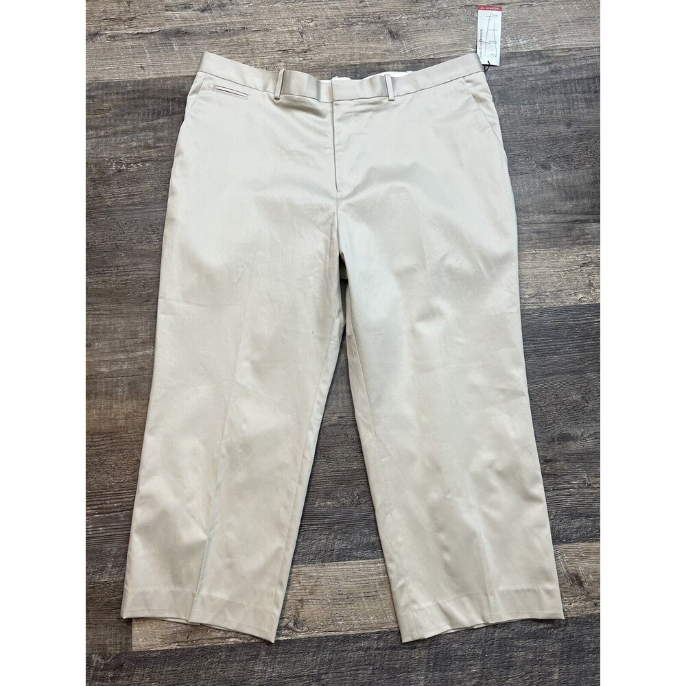 Perry Ellis Mens Premium Twill Khaki No Iron Cotton Pants Size 44x30